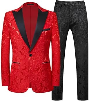 Amazon.com: Gentleman Jacquard Suit Men Clothing Black Men's